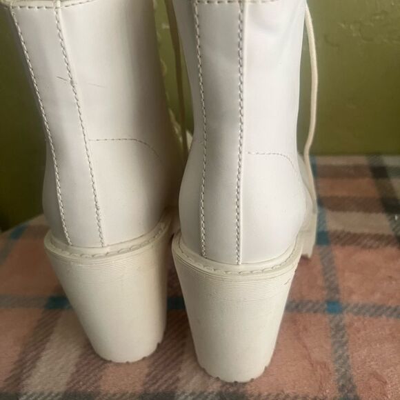 Madden Girl White Lace Up Boots with Chunky Sole - Picture 3 of 3